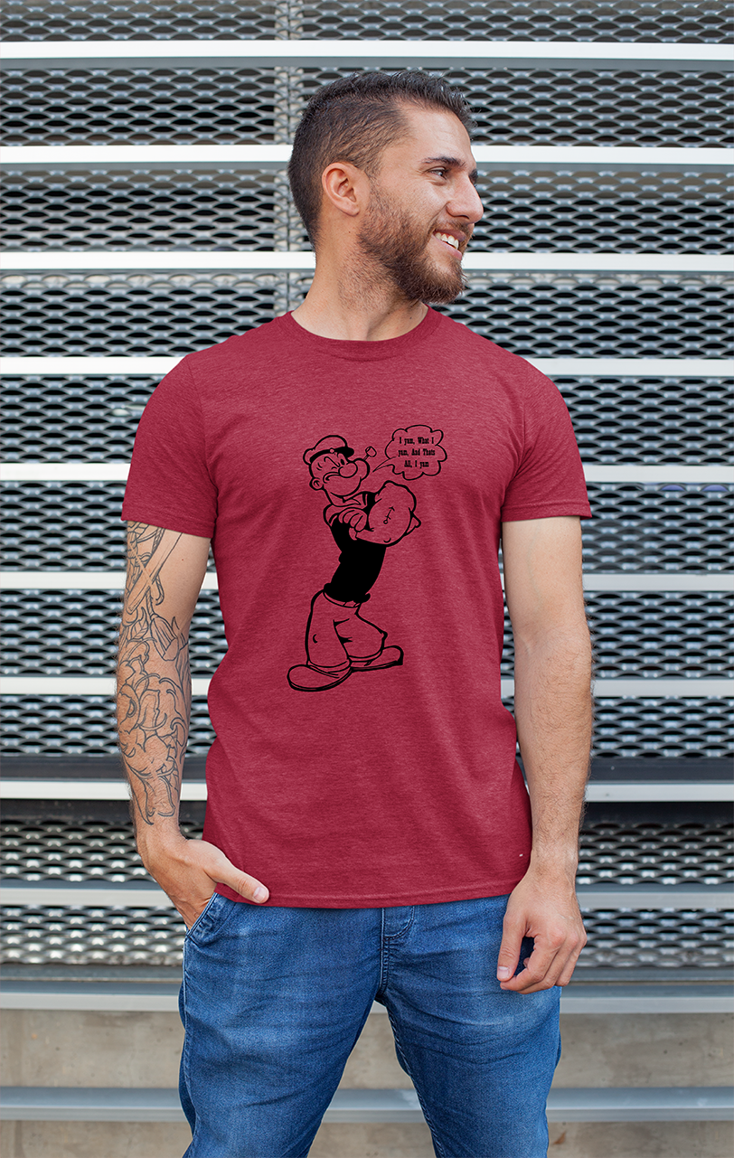 Sweaty Armpits Premium Unisex Printed T-shirts Popeye The Sailor Man Line Artwork With Quote