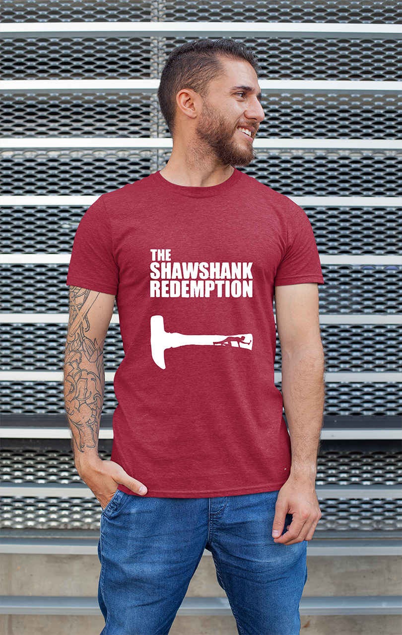 Sweaty Armpits Premium Unisex Printed T-shirt "The Shawshank Redemption" Frank Darabont Stephen King Andy Dufresne Slow Prison Break Minimalistic Design