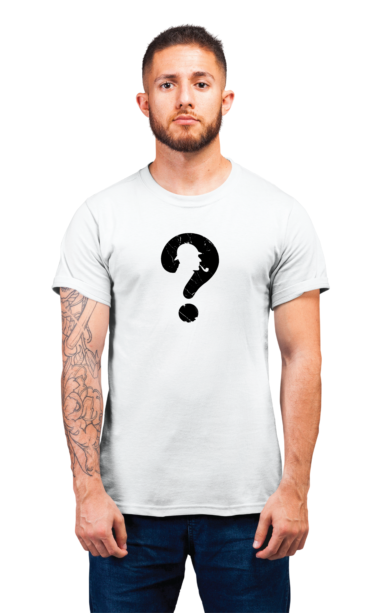 Sweaty Armpits Premium Unisex Printed T-shirts Sherlock Holmes Sherlock In A Question Mark Sir Arthur Conan Doyle  Show Minimalistic Design